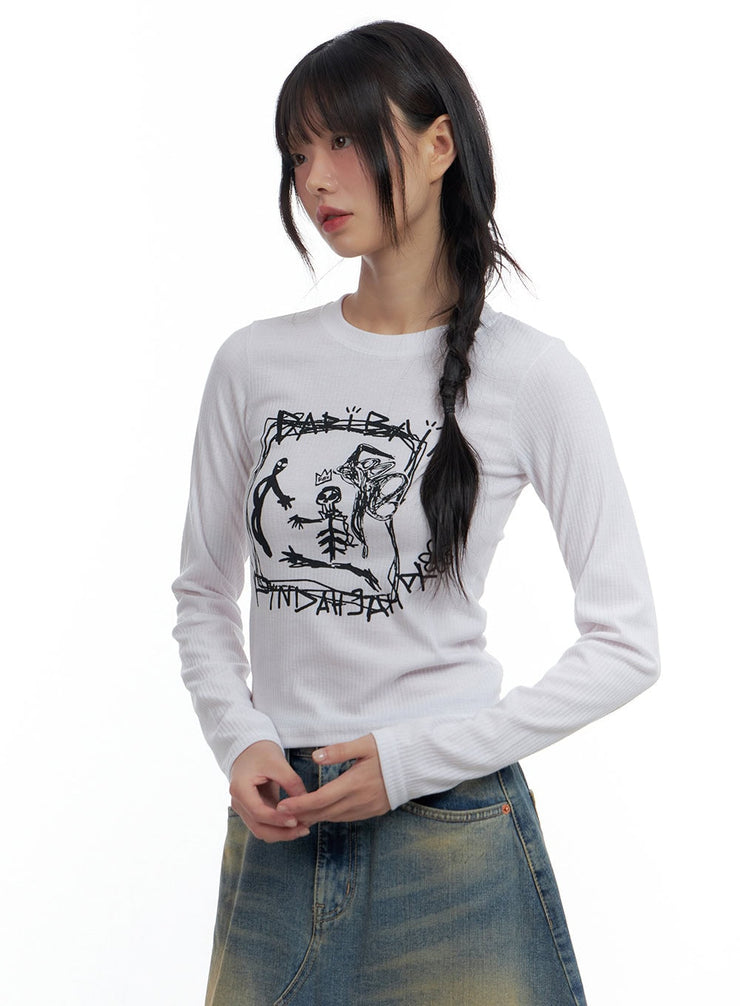 graphic-vision-long-sleeve-crop-cs420 / White