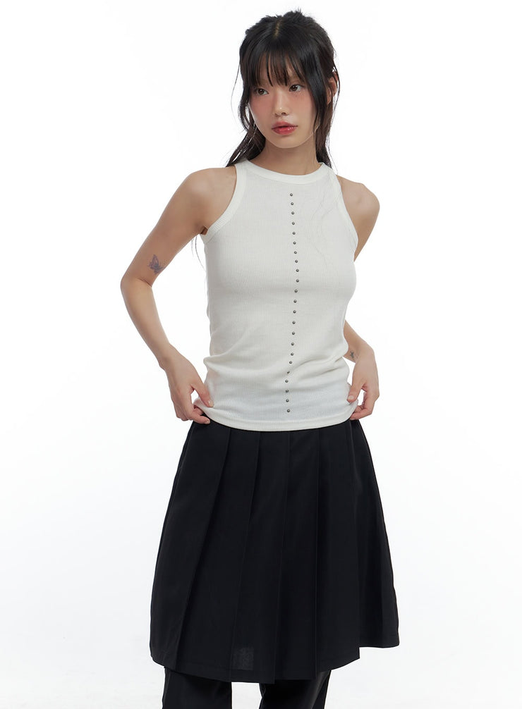 stud-embellished-sleeveless-camisole-cs420 / White