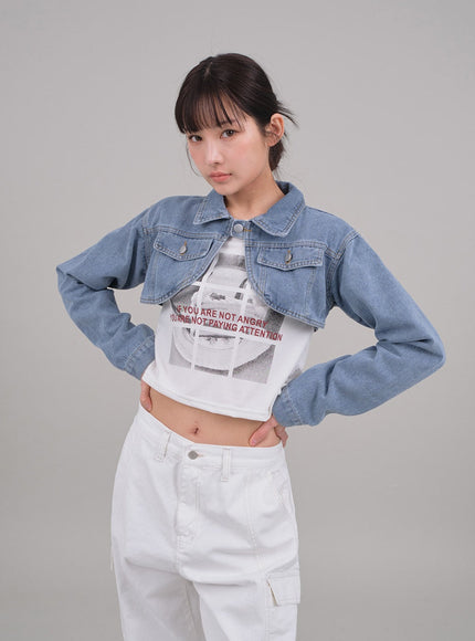 Denim Cropped Bolero Jacket C2701