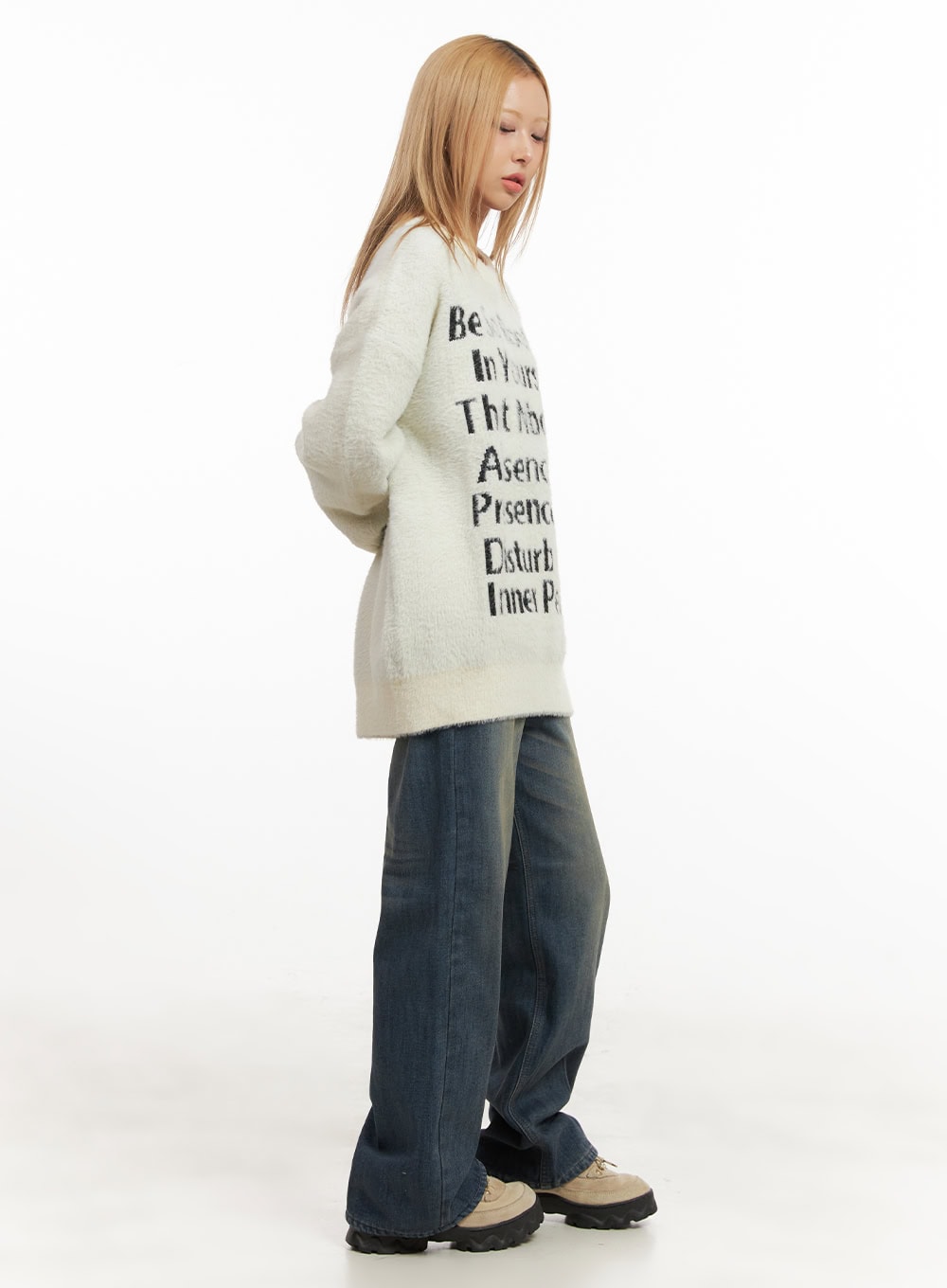 Fuzzy Graphic Oversized Sweater CJ508