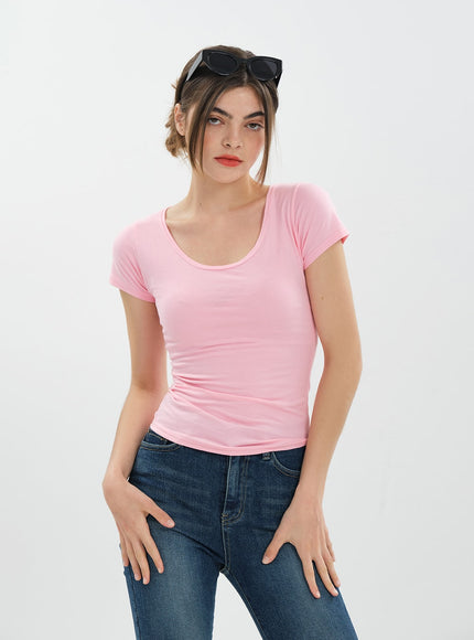 U-neck Short-Sleeve Top CA21