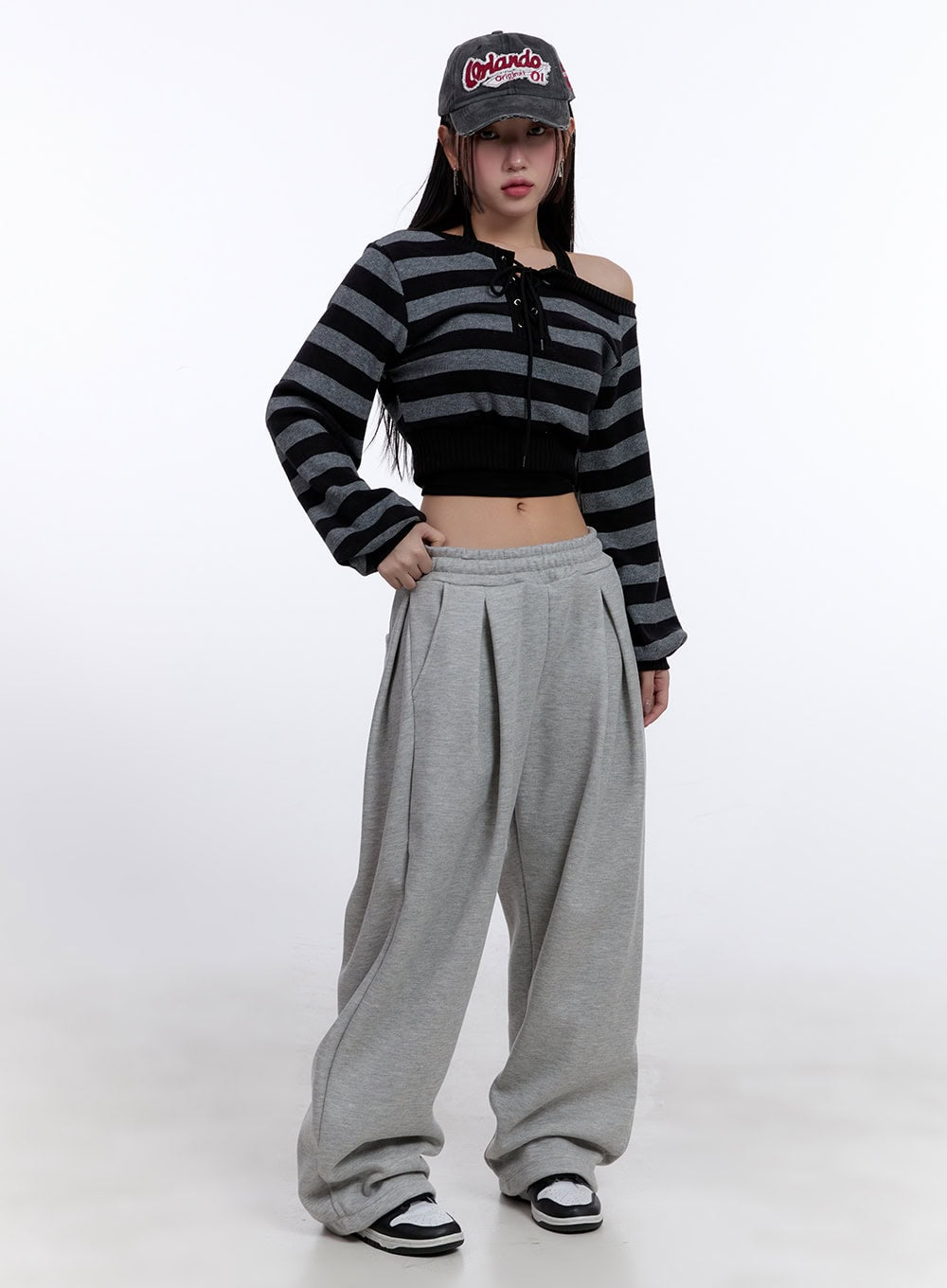 Striped Crop Knit Sweater CJ509