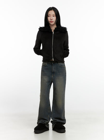 fuzzy-collared-slim-fit-zip-up-cn407