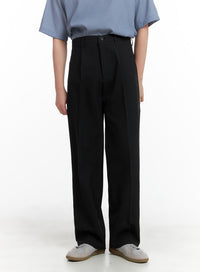 mens-pintuck-wide-fit-trousers-ia402 / Black