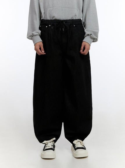 mens-cinched-ankle-denim-pants-io428 / Black