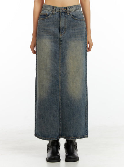 washed-denim-maxi-skirt-ig405 / Blue