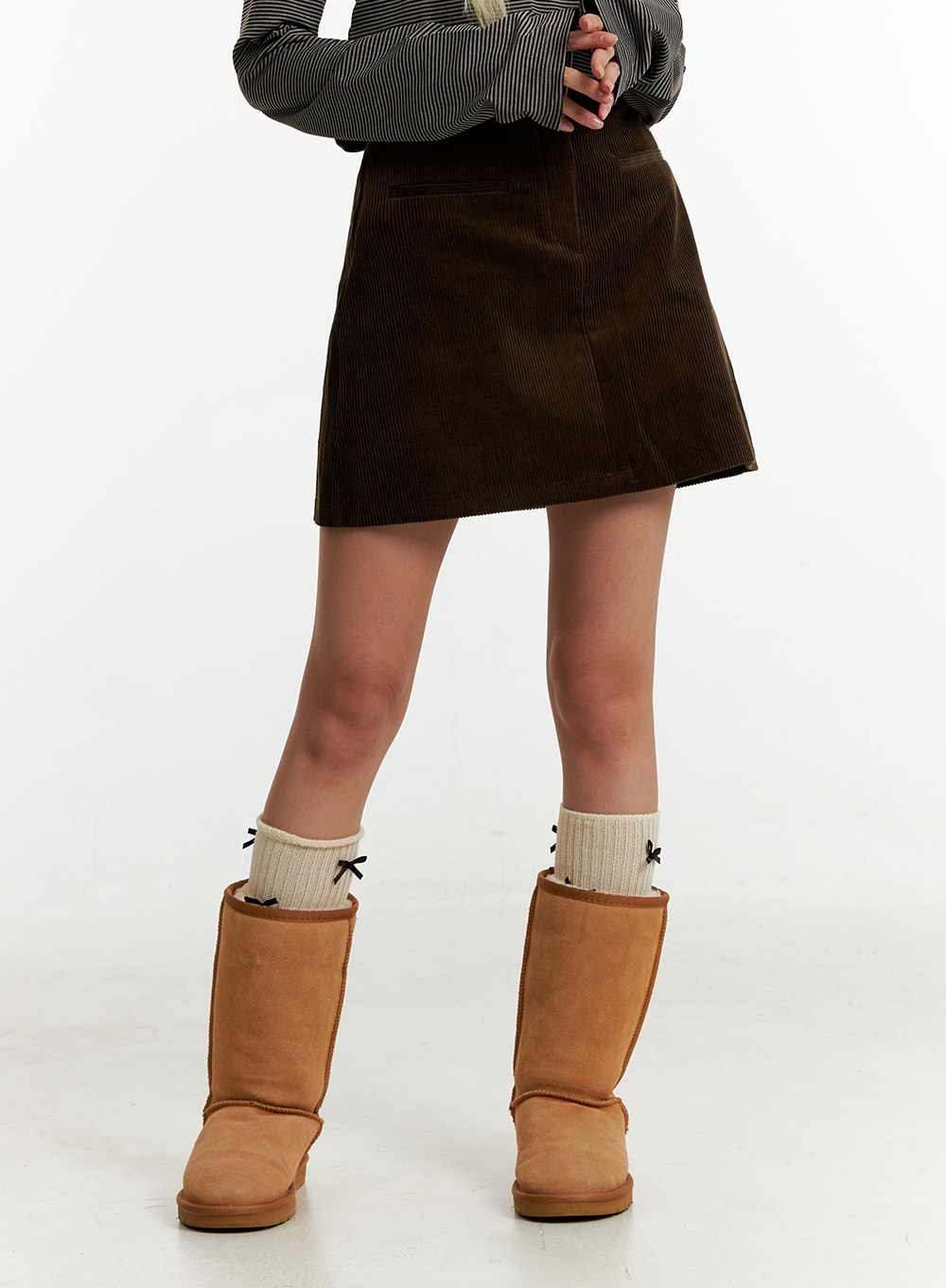 corduroy-mid-waist-mini-skirt-id315 / Dark brown