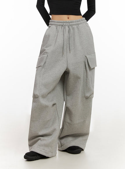 Warm Wide-Leg Cargo Sweatpants ID431