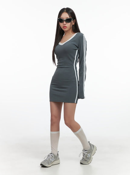 chic-v-neck-fitted-mini-dress-co402