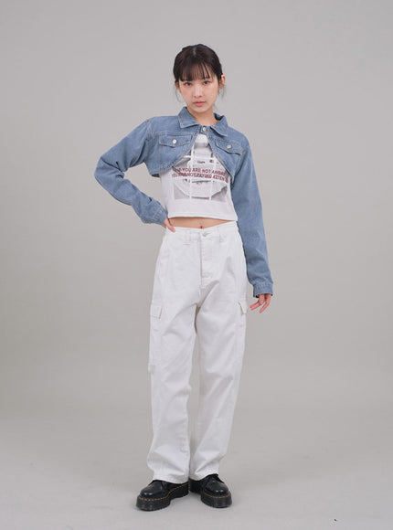 Denim Cropped Bolero Jacket C2701