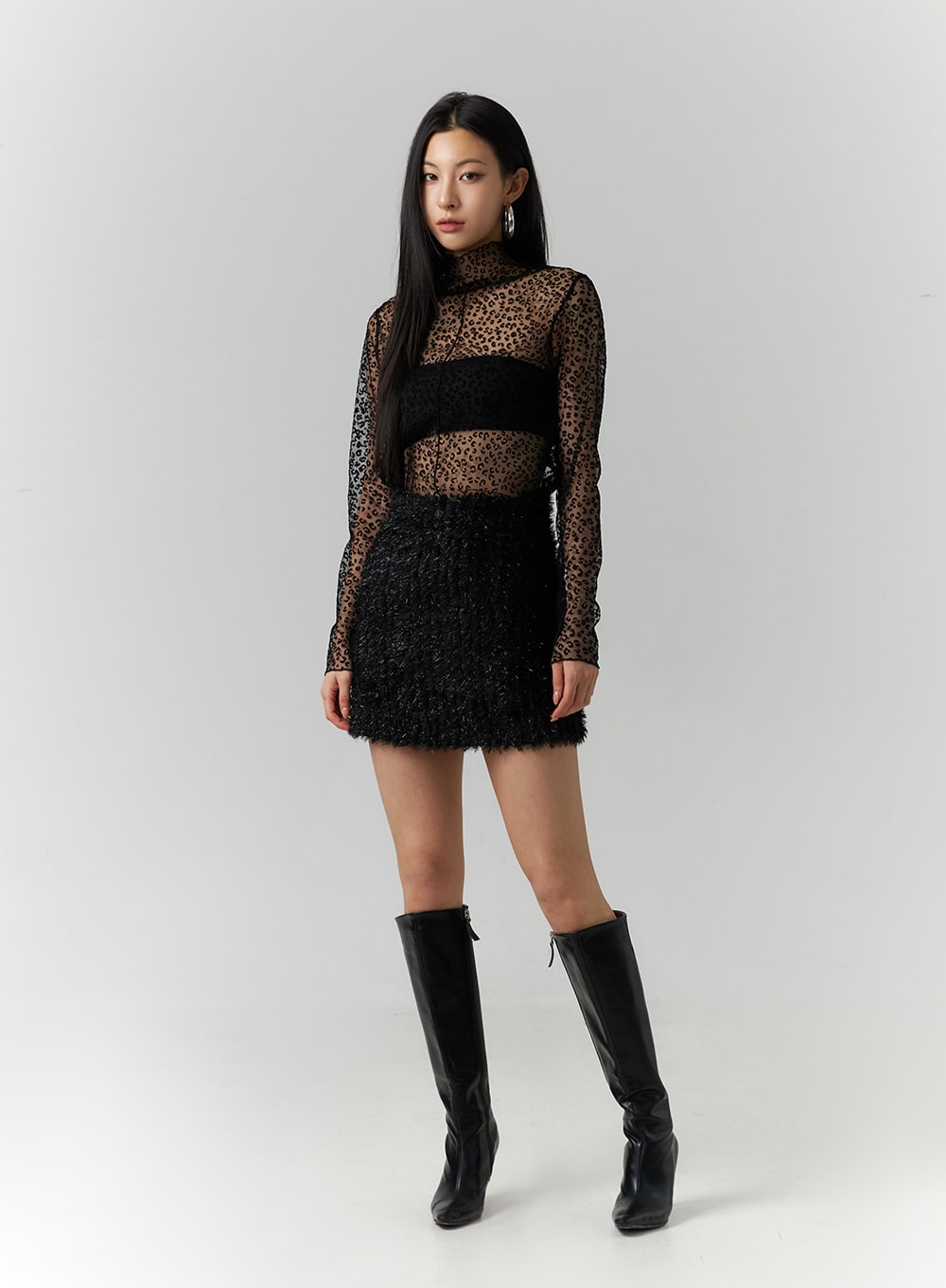 animal-printed-turtle-neck-mesh-top-id306