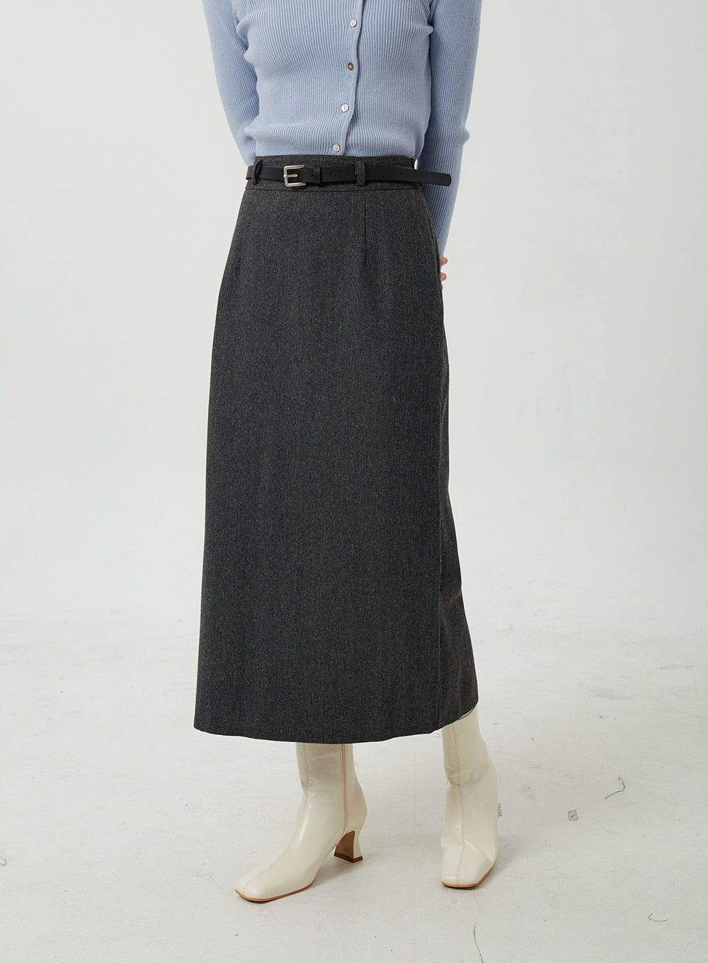 Wool Blend Maxi Skirt OJ310