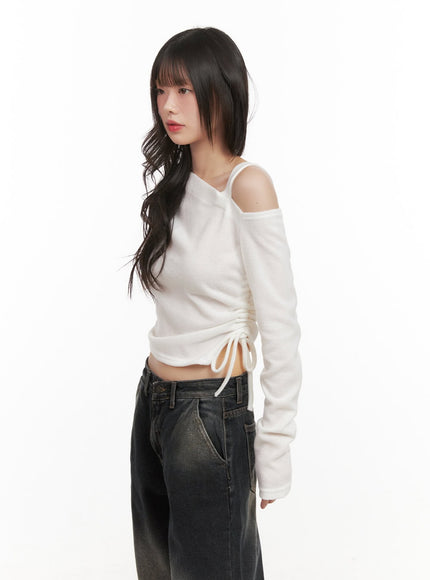 One-Shoulder Long-Sleeve Bliss Crop Top CJ501