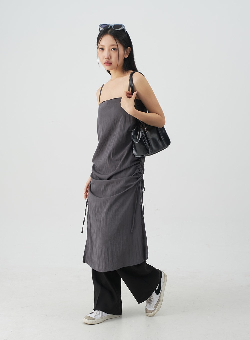 Shirred Sleeveless Dress CY31