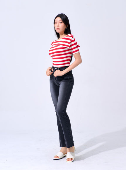 Half Sleeve Stripe Top IA324