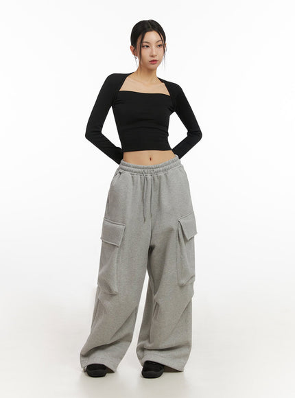 Warm Wide-Leg Cargo Sweatpants ID431