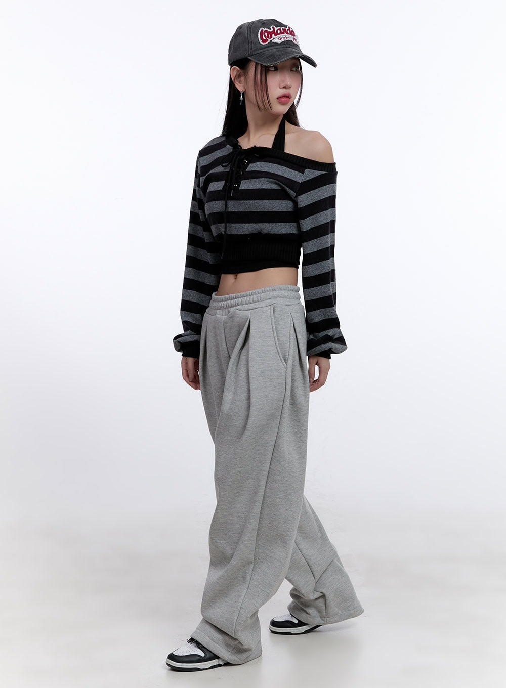 Striped Crop Knit Sweater CJ509