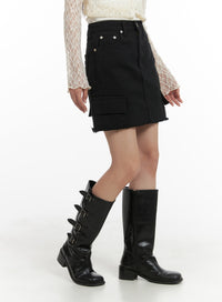 destroyed-hem-denim-cargo-mini-skirt-cm427