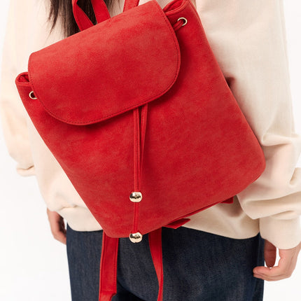 faux-suede-backpack-io317 / Red