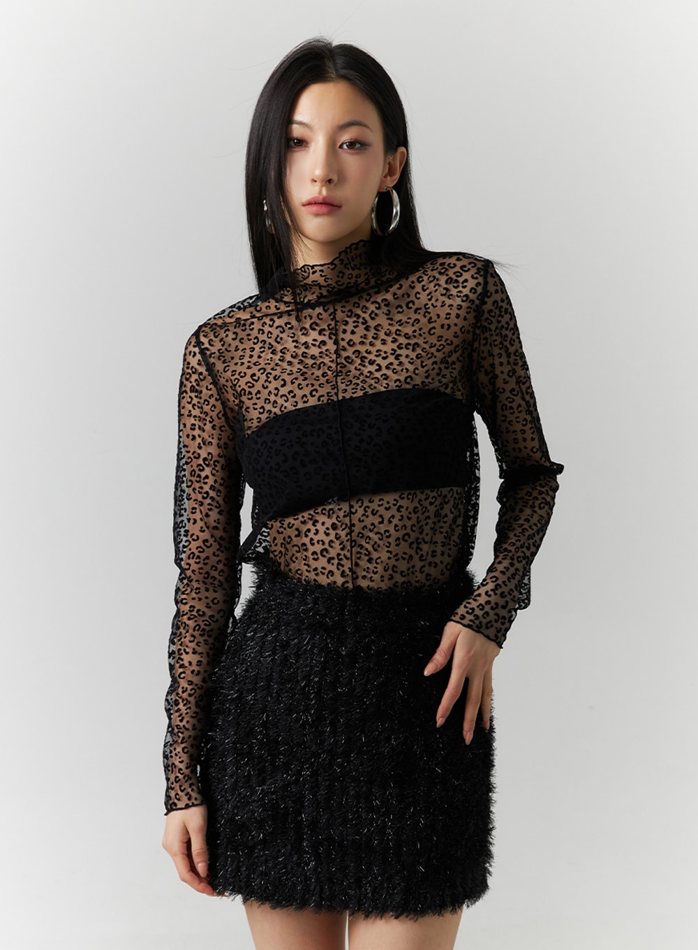 animal-printed-turtle-neck-mesh-top-id306