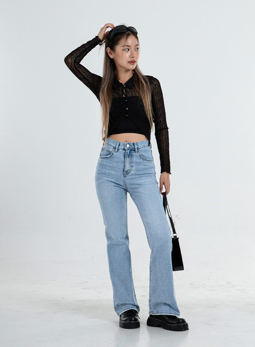 High Waist Flared Denim Pants CO04