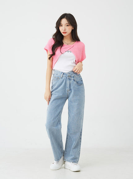 Unbalanced Wide Leg Denim Pants BU2207