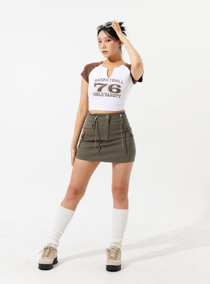 Drawstring Cargo Mini Skirt IM306