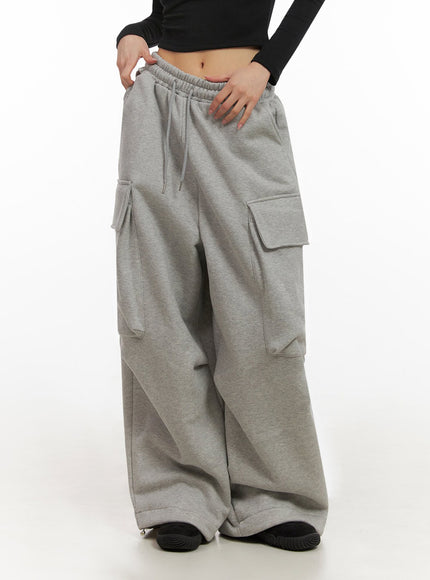 Warm Wide-Leg Cargo Sweatpants ID431