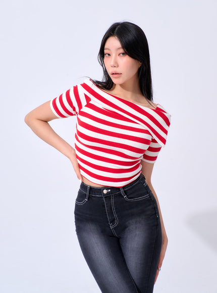 Half Sleeve Stripe Top IA324