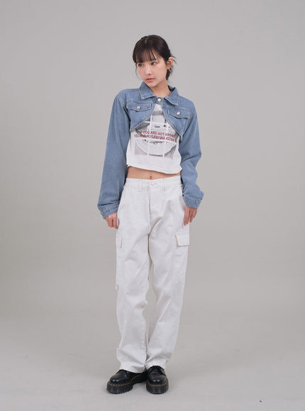 Denim Cropped Bolero Jacket C2701