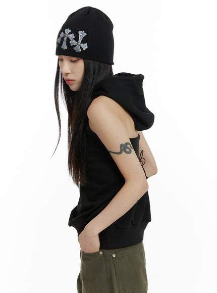 dark-grunge-back-tie-hooded-sleeveless-top-cf428