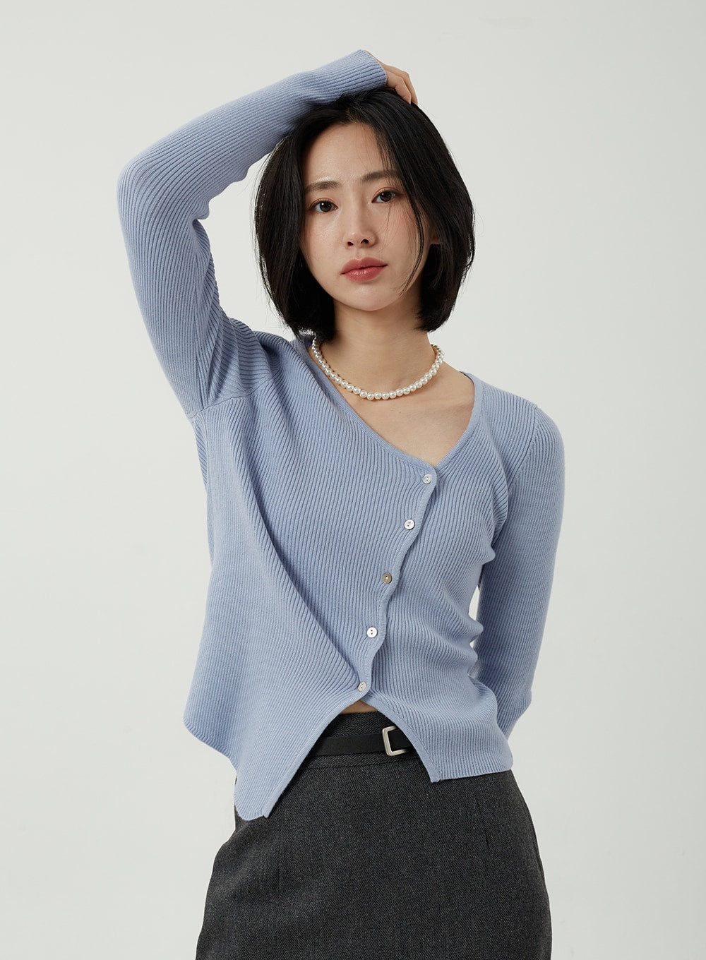 V-Neck Button Knit Top OJ310