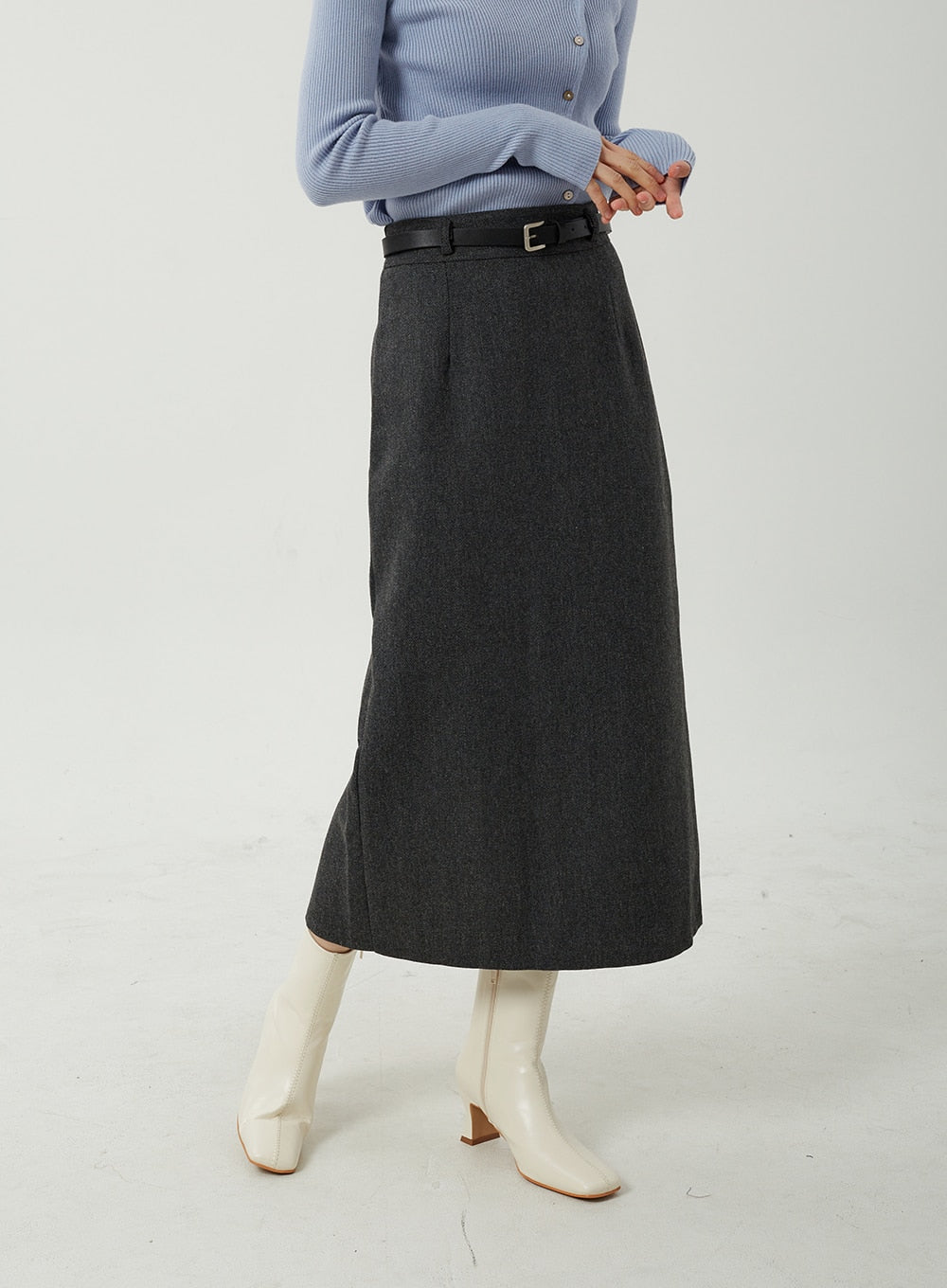 Wool Blend Maxi Skirt OJ310