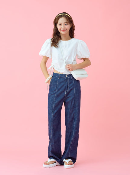 Stitch Line Wide Leg Denim Pants BG03