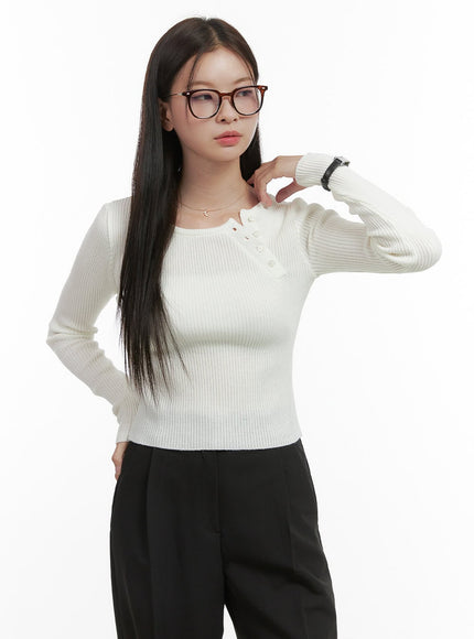 ribbed-side-button-long-sleeve-knit-oo416