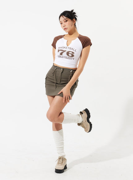 Drawstring Cargo Mini Skirt IM306