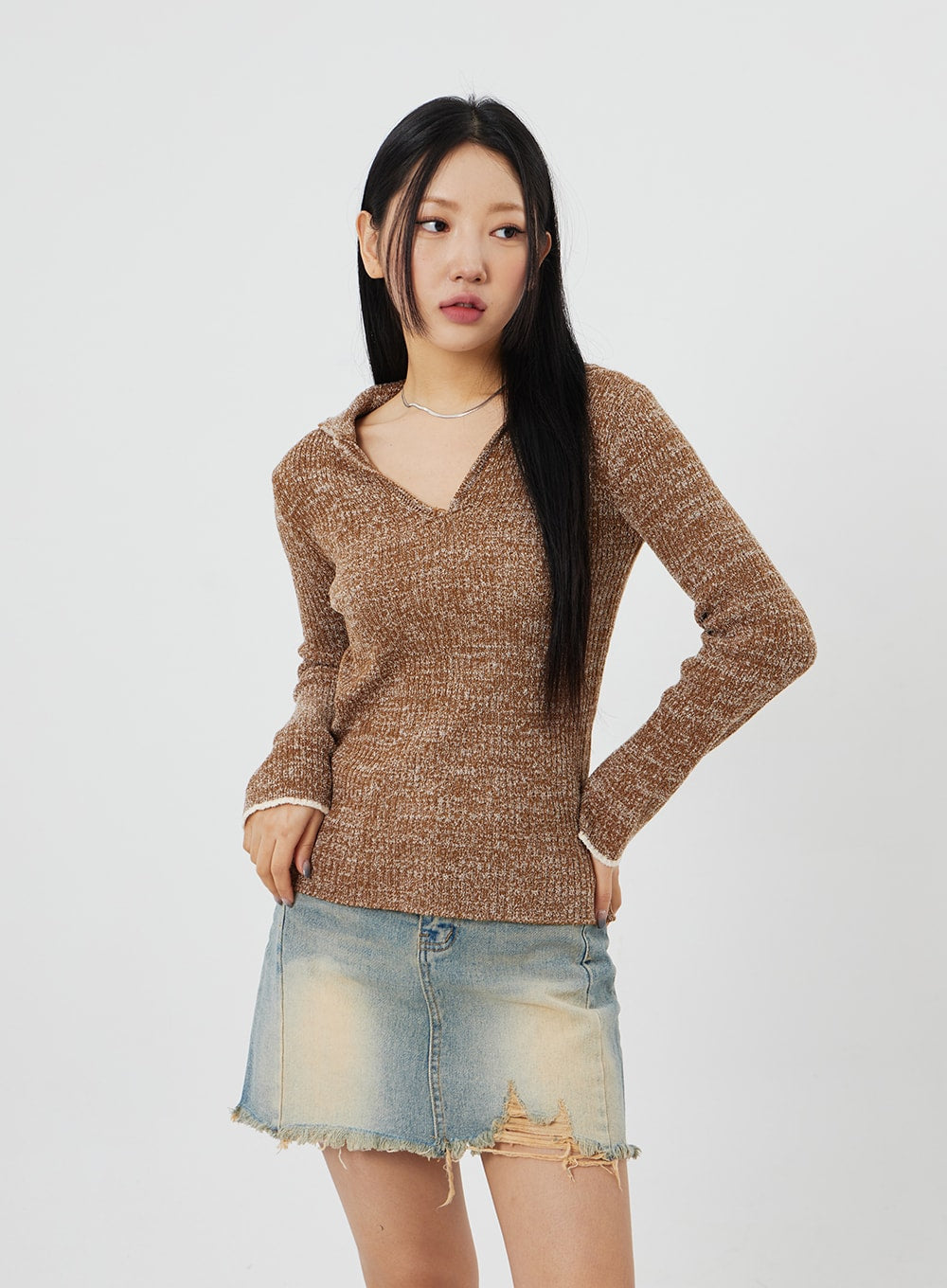 V-Neck Knit Top CF315