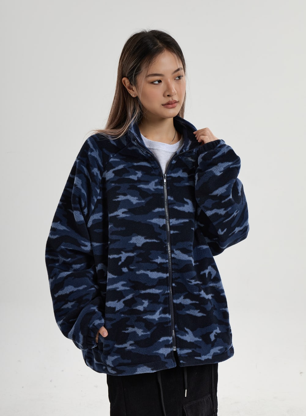 Oversize Military Pattern Soft Zipper Jacket CN17