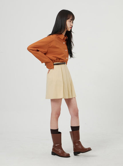 Simple Pleated Mini Skirt OF324