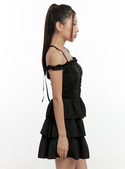 ruffle-buttoned-halterneck-mini-dress-cn416