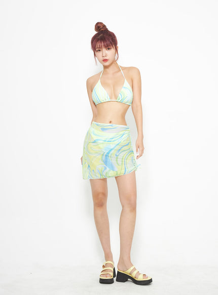 Tie Dye Bikini And Sarong Set IA313