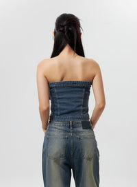 denim-button-tube-top-cy323