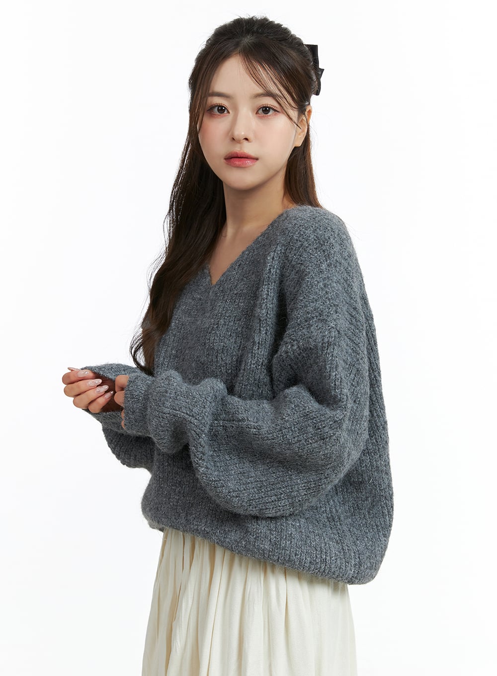 oversized-v-neck-solid-long-sleeve-sweater-oj411