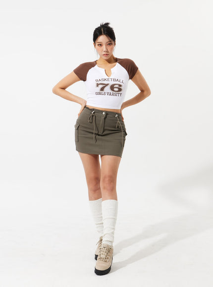 Drawstring Cargo Mini Skirt IM306