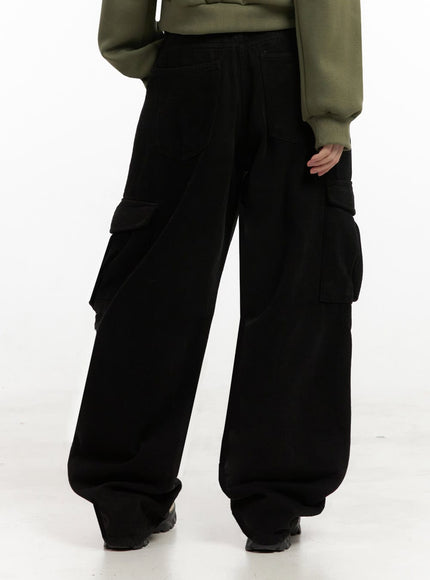 solid-wide-fit-cargo-pants-id402