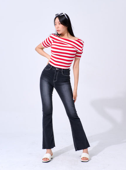 Half Sleeve Stripe Top IA324