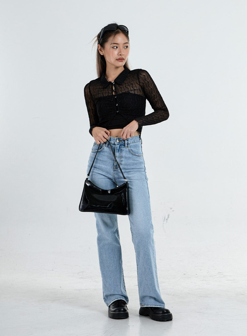 High Waist Flared Denim Pants CO04