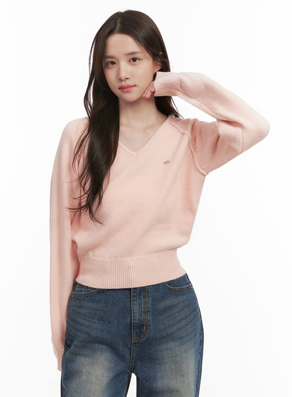 Comfort V-Neck Crop Sweater IJ510