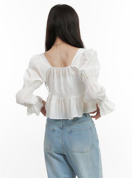 square-neck-button-ruffle-blouse-os423