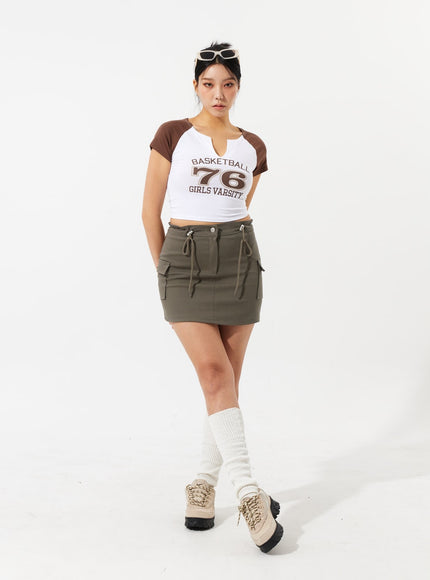 Drawstring Cargo Mini Skirt IM306